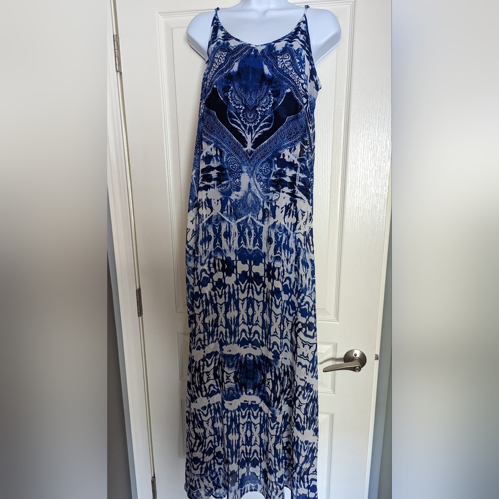 Express Blue and White Maxi Dress